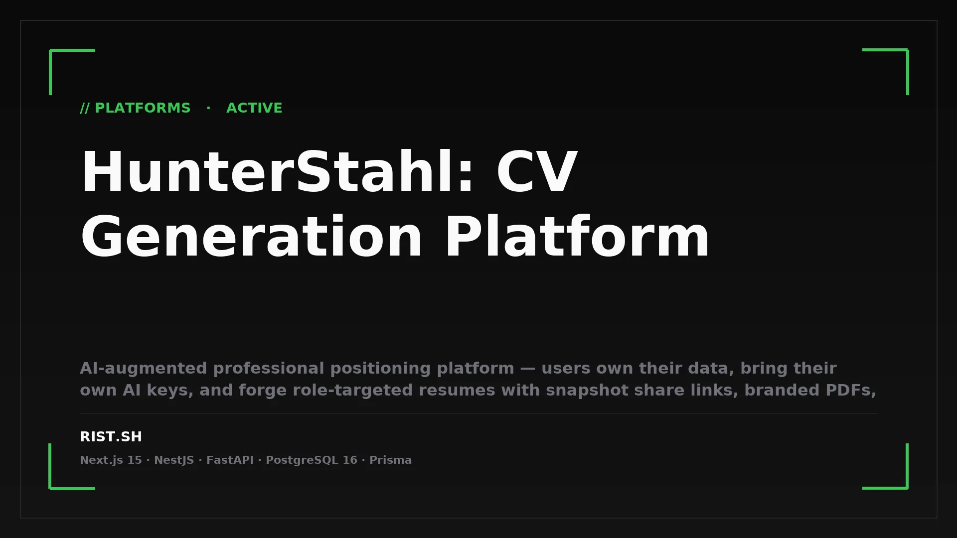 HunterStahl: CV Generation Platform